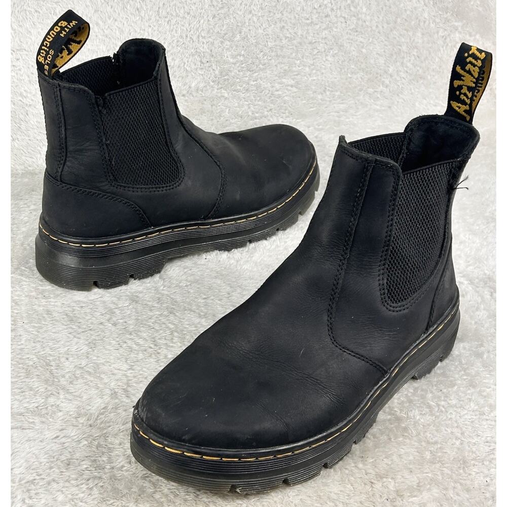 Dr. Doc Martens Air Wair Embury Chelsea BOOTS Black Slip On Men 8 Women 9